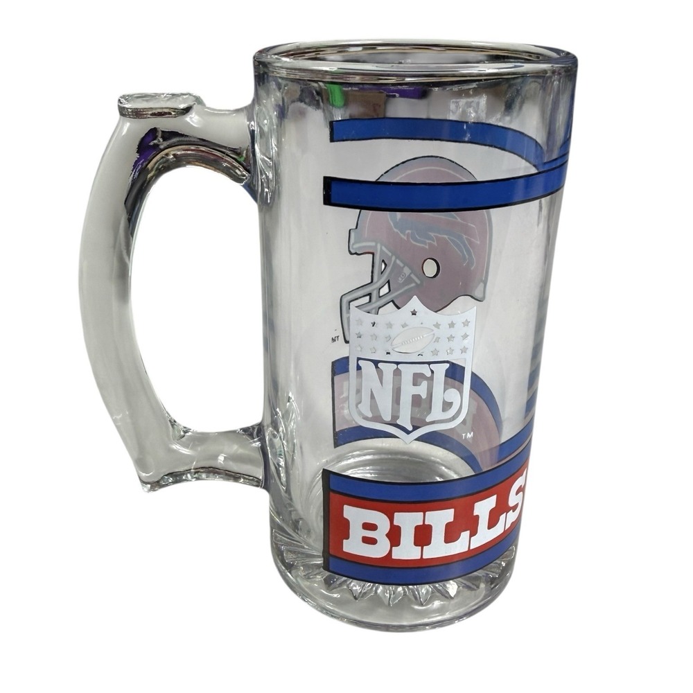 Buffalo Bills VTG 1990s 12oz Heavy Drink Glass Beer Mug Beautiful Condition! - Picture 2 of 4